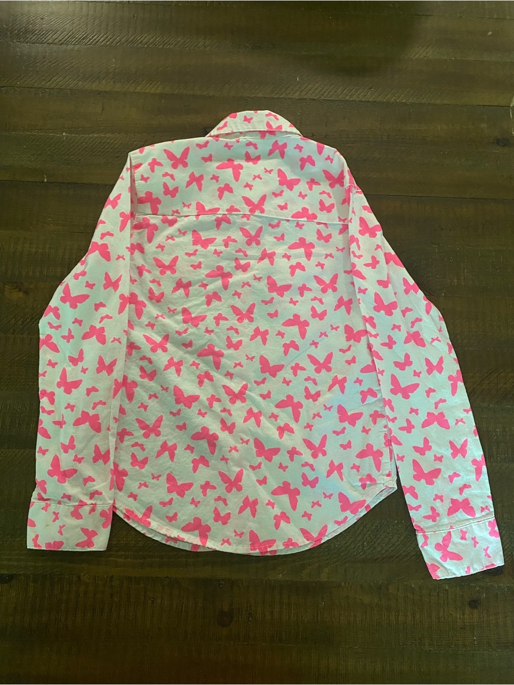 Cherokee Girls' Pink Butterfly Button-Up Blouse - Picture 6 of 6
